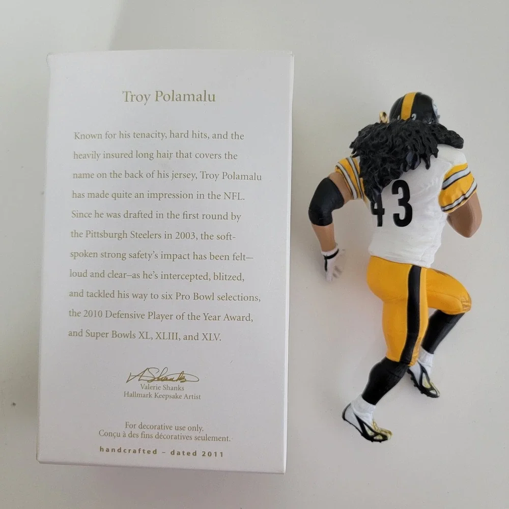Hallmark Keepsake Troy‎ Polamalu Pittsburgh Steelers Ornament 2011 White Jersey
